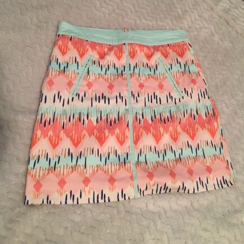 Mint and Coral patterned skirt